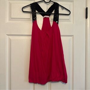 Charlotte Russe Hot Pink Halter Top with Black Straps